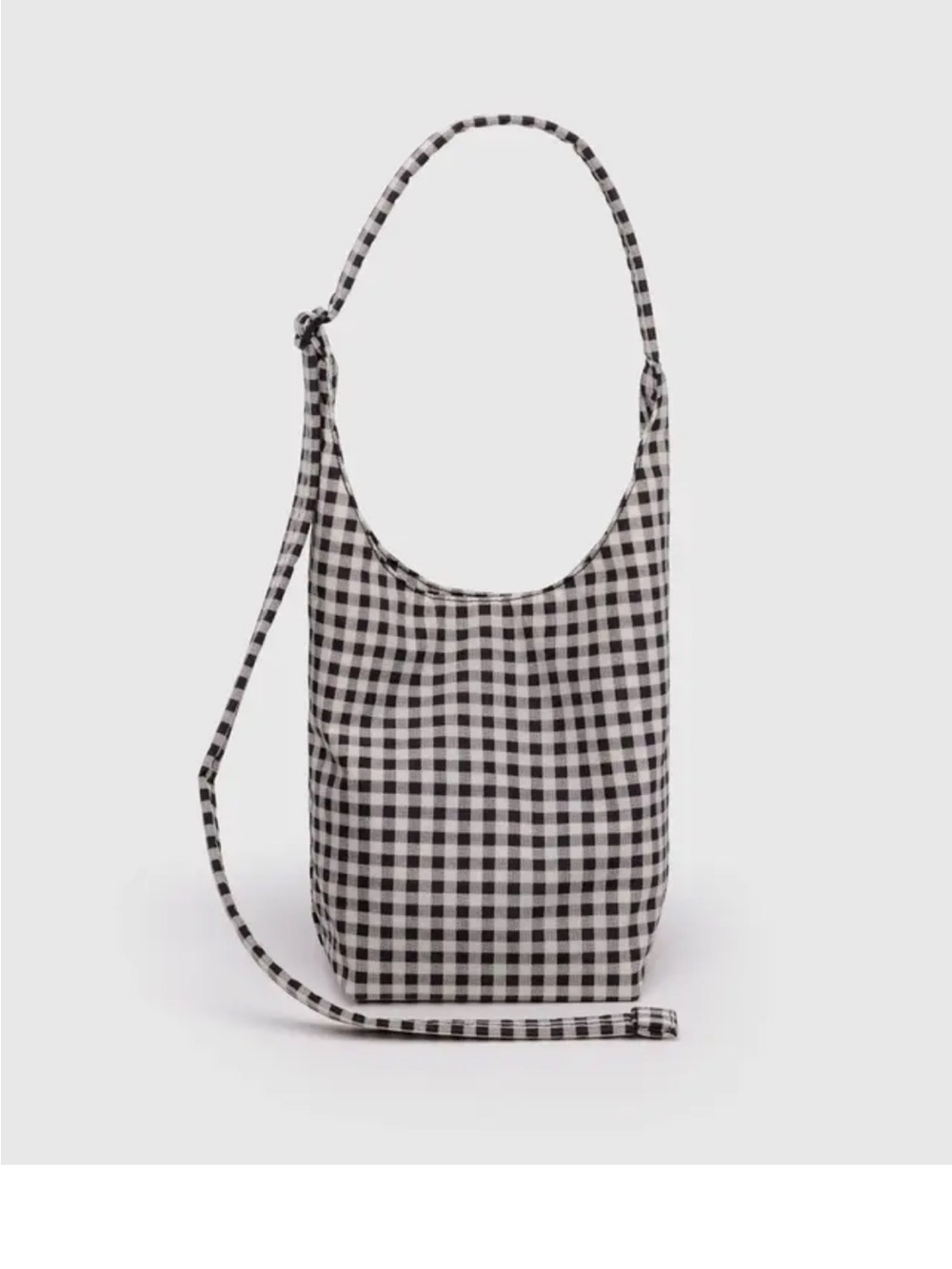 BAGGU Black & White Gingham Small Nylon Sling Shoulder Bag